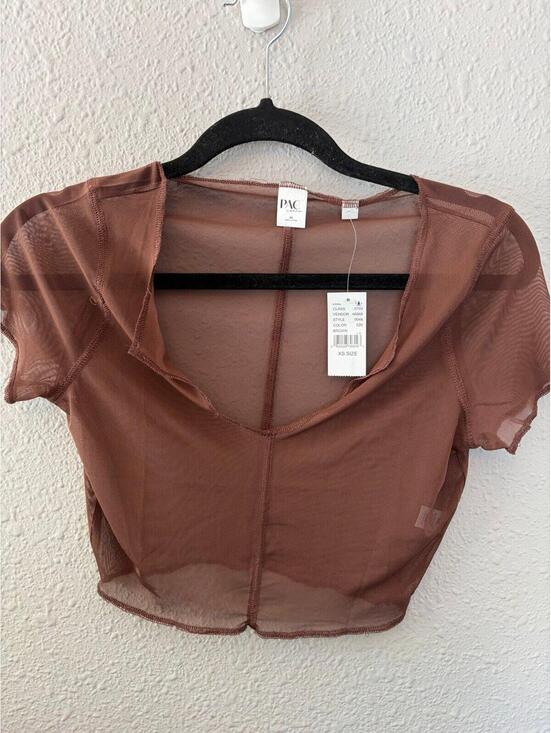 PacSun Tops - NWT Pacsun brown mesh cropped tee size XS